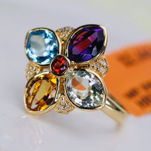 Load image into Gallery viewer, Multi gemstone and diamond ring by Effy in 14k yellow gold