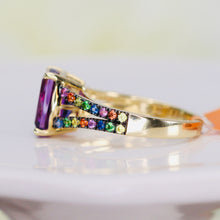Load image into Gallery viewer, Amethyst and gemstone ring in 14k yellow gold by Effy