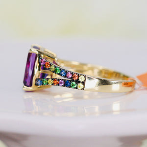 Amethyst and gemstone ring in 14k yellow gold by Effy