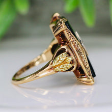 Load image into Gallery viewer, Vintage Onyx and diamond ring in yellow gold
