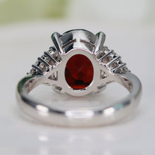 Load image into Gallery viewer, Step cut 4.34ct oval garnet and diamond ring in platinum