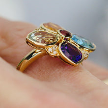 Load image into Gallery viewer, Multi gemstone and diamond ring by Effy in 14k yellow gold