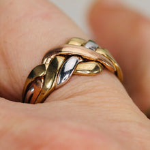 Load image into Gallery viewer, Vintage puzzle ring in tri-tone gold
