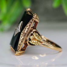 Load image into Gallery viewer, Vintage Onyx and diamond ring in yellow gold