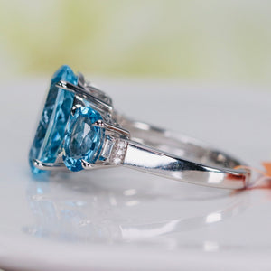Shades of Blue topaz and diamond ring in 14k white gold by Effy