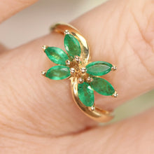 Load image into Gallery viewer, Vintage ring with emeralds in 14k yellow gold from Manor Jewels