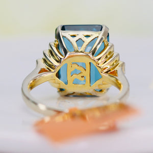 London Blue topaz and diamond ring in 14k yellow and white gold by Effy