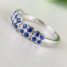 Load image into Gallery viewer, Sapphire and diamond floral bubble band in white gold