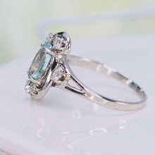 Load image into Gallery viewer, Vintage 14k gold aquamarine and diamond ring