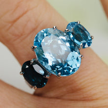 Load image into Gallery viewer, Shades of Blue topaz and diamond ring in 14k white gold by Effy