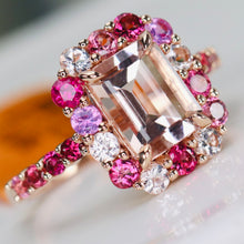 Load image into Gallery viewer, Morganite, pink sapphire, and pink tourmaline ring in 14k rose gold