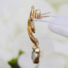 Load image into Gallery viewer, Estate Blue topaz and diamond earrings in 14k yellow gold
