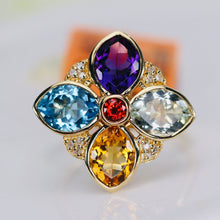 Load image into Gallery viewer, Multi gemstone and diamond ring by Effy in 14k yellow gold