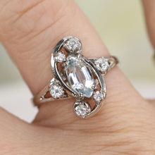 Load image into Gallery viewer, Vintage 14k gold aquamarine and diamond ring