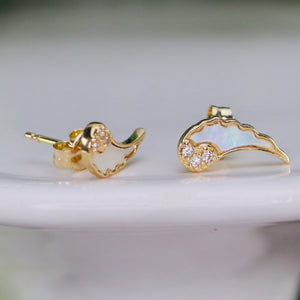 Angel wing earrings in 14k yellow gold