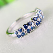 Load image into Gallery viewer, Sapphire and diamond floral bubble band in white gold