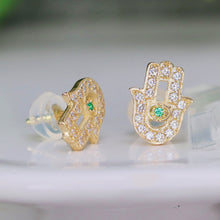 Load image into Gallery viewer, Hamsa studs in 14k yellow gold