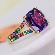 Load image into Gallery viewer, Amethyst and gemstone ring in 14k yellow gold by Effy