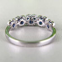 Load image into Gallery viewer, Sapphire and diamond floral bubble band in white gold