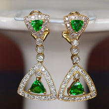 Load image into Gallery viewer, Estate Tsavorite and diamond drops in 14k yellow gold