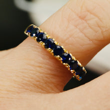 Load image into Gallery viewer, High quality sapphire band in 14k yellow gold