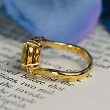 Load image into Gallery viewer, GIA fancy sapphire and diamond toi et moi ring 18k yellow gold