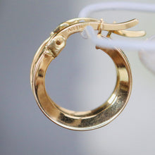 Load image into Gallery viewer, 14k yellow gold green hoops