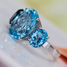 Load image into Gallery viewer, Shades of Blue topaz and diamond ring in 14k white gold by Effy