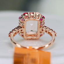 Load image into Gallery viewer, Morganite, pink sapphire, and pink tourmaline ring in 14k rose gold