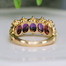 Load image into Gallery viewer, Stunning 5 stone amethyst band in yellow gold