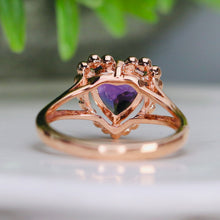 Load image into Gallery viewer, Heart shaped amethyst ring in rose gold