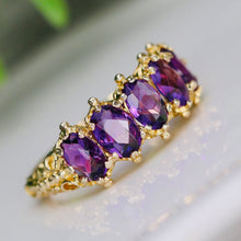 Load image into Gallery viewer, Stunning 5 stone amethyst band in yellow gold