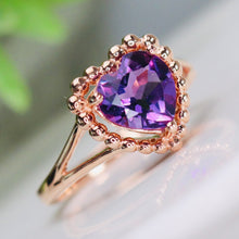 Load image into Gallery viewer, Heart shaped amethyst ring in rose gold
