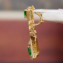 Load image into Gallery viewer, Estate Tsavorite and diamond drops in 14k yellow gold