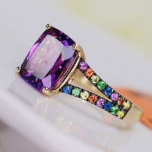 Load image into Gallery viewer, Amethyst and gemstone ring in 14k yellow gold by Effy