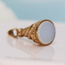Load image into Gallery viewer, Vintage white agate fob in yellow gold