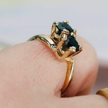 Load image into Gallery viewer, Vintage green spinel doublet bypass ring in yellow gold