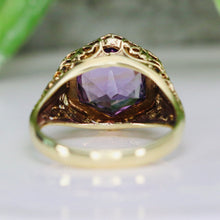 Load image into Gallery viewer, Hexagonal amethyst vintage ring in 14k yellow gold