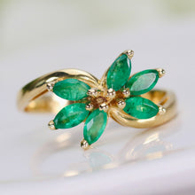 Load image into Gallery viewer, Vintage ring with emeralds in 14k yellow gold from Manor Jewels