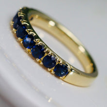 Load image into Gallery viewer, High quality sapphire band in 14k yellow gold