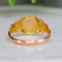 Load image into Gallery viewer, Antique shield shaped MC/CM signet ring in yellow gold