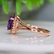 Load image into Gallery viewer, Heart shaped amethyst ring in rose gold