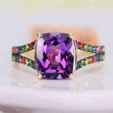 Load image into Gallery viewer, Amethyst and gemstone ring in 14k yellow gold by Effy