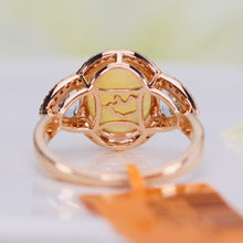 Load image into Gallery viewer, Opal, aquamarine, and diamond ring in 14k rose gold by Effy