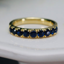 Load image into Gallery viewer, High quality sapphire band in 14k yellow gold
