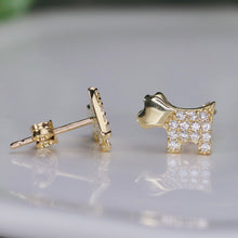 Load image into Gallery viewer, Adorable Scottie Dog earrings in 14k yellow gold