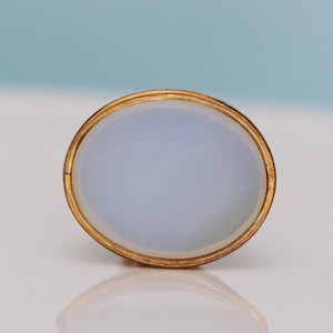 Vintage white agate fob in yellow gold