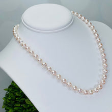 Load image into Gallery viewer, 18” strand of Akoya pearls with rose (pink) overtone