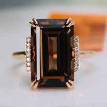 Load image into Gallery viewer, Smokey quartz and diamond ring in 14k rose gold by Effy