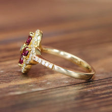 Load image into Gallery viewer, Rhodolite and diamond ring in 14k yellow gold